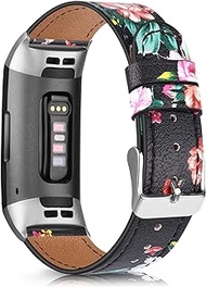 Tobfit Leather Band for Fitbit Charge 4 Bands for Women Men Top Grain Leather Replacement Watch Band for Fitbit Charge 4 / Charge 4 SE/Fitbit Charge 3 / Charge 3 SE Accessories
