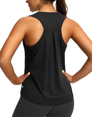 Women's Workout Tops Racerback Athletic Tank Tops Sleeveless Loose Fit Yoga Running Gym Shirts for W