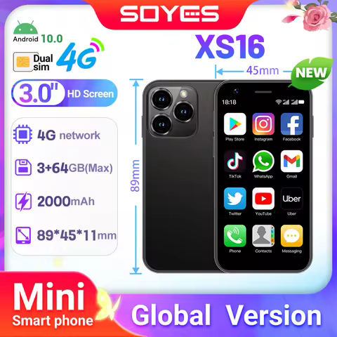 SOYES XS16 Mini 4G LTE Android10.0 Smartphone 3GB RAM 64GB ROM 3" Display 5MP Camera Dual SIM With P