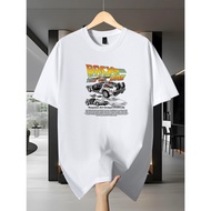Men Short-Sleeved T-Shirt-Retro Blue Ocean Racing Pattern, Using Delorean "Back to the Future" Desig