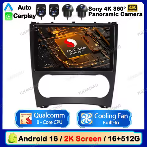 Android 16 Car Radio For Mercedes Benz W203 W209 C180 C200 C220 C230 2005 - 2009 Multimedia Video Pl