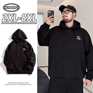 XXL-8XL Fat Man Simple Plus Size Hoodie Men Loose Casual Long Sleeve Hooded Sweatshirt