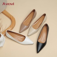 Avovi Women Fashion Flat Shoes Ladies Casual Pointed Toe Work Shoes Comfort Solid Color All-match Fl