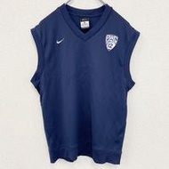 古著 Nike V 領背心， Dri-Fit，單點標誌印花，海軍藍，S 碼