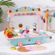 Children's Toys Parent-Child Play House Kitchenware Ice Cream Car Afternoon Tea Cooking Wooden Colorful Building Blocks