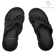 HITAM Wedges Sandals For Women Cross Strap Sandals Black Wedges For Women