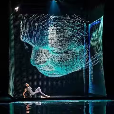 Customized Large Stage 3D Polyester Holographic Mesh Screen Film Projection Gauze 3D Hologram Portab