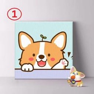 實現你當畫家的夢想，DIY 數字油畫：可愛柯基狗狗卡通圖案數字油畫（呎吋：20 X 20 CM，現貨）