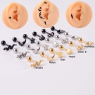 1PCS Earring Ear Stud Lobe Helix Tragus Lobe Star Moon Love Snake Cartilage Fashion Piercing Body Je