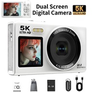 Digital Camera CCD Dual Screen Portable Digital Camera with18X Zoom 5K Vlogging Camera 80MP CCD Self
