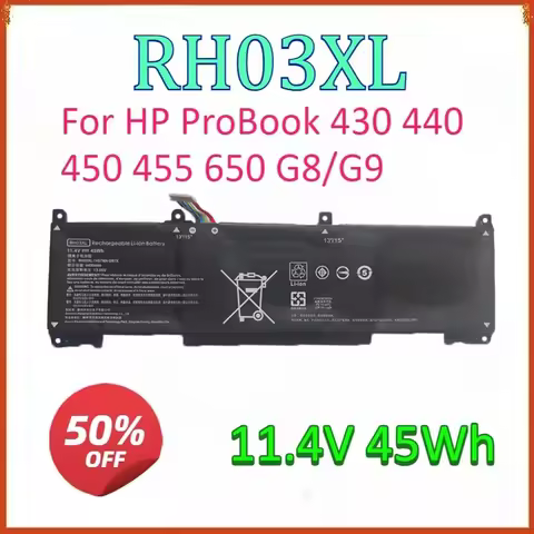 RH03XL 11.4V 45Wh New Laptop Battery RH03XL For HP ProBook 430 440 450 455 650 G8/G9 Zhan 66 pro A 1