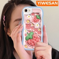 YIWESAN เคส A59 A83สำหรับ OPPO เคสลายการ์ตูน3D สตรอเบอร์รี่สีสันสดใสเคสโทรศัพท์แบบใสกรอบซิลิโคนกันกระแทกเคสนิ่มโปร่งใสป้องกันเลนส์กล้อง