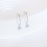 藍托帕石925純銀方塊耳勾式耳環