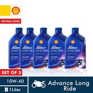 Shell Advance 4T Long Ride 10W-40 Fully Synthetic Motorcycle Engine Oil 1 Liter - Set of 5