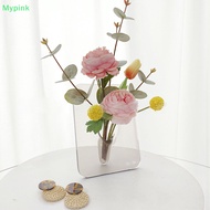 Mypink Modern Rectangle Flower Vase Ins Clear Acrylic Photo Frame Vase Living Room Office Vase Flower Holder Desktop Home Decoration SG
