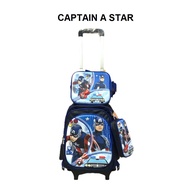 3 in 1 Backpacks 6 Wheel 3D Cartoon School Bag Rolling Trolley For Students Bag Sekolah