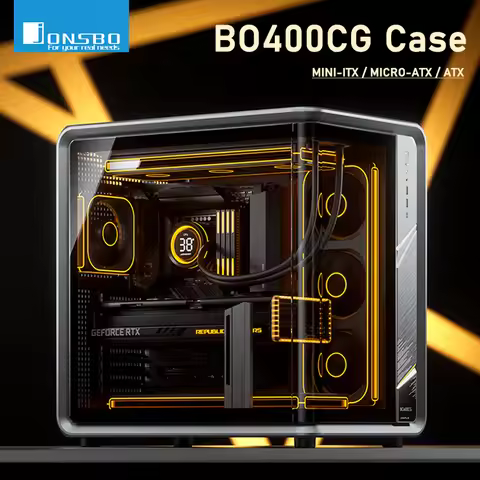 Jonsbo BO400CG Computer Curved Glass Pillarless Seaview Room ATX MINI-ITX MATX Chassis 360 Water-coo