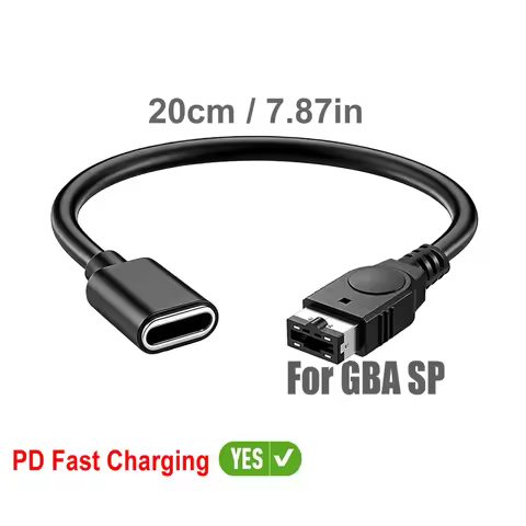 PD USB-C Cable for Gameboy Advance SP, 20cm USB Type C Convert Cord for Nintendo DS and Game Boy Adv