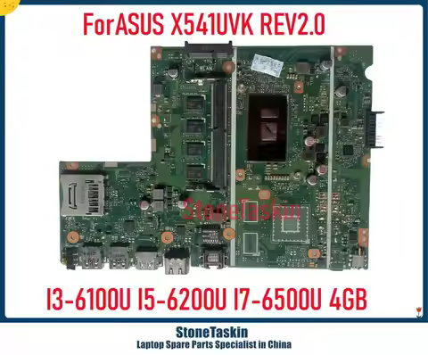 StoneTaskin High Quality For ASUS X541UAK Laptop Motherboard X541UVK REV2.0 MainBoard I3-6100U I3-60