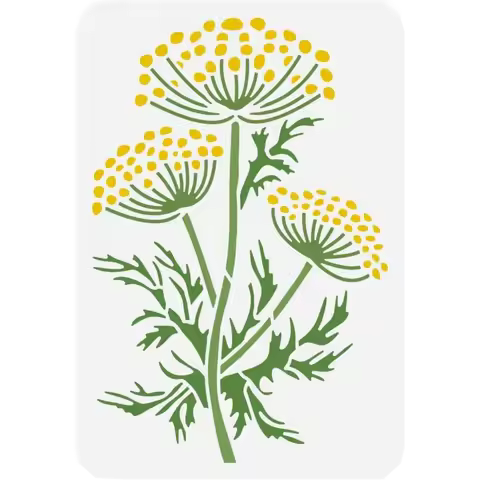 Fennel Stalk Flower Painting Stencil 8.3x11.7inch Reusable Wildflower Stencil Large Flower Stencil F