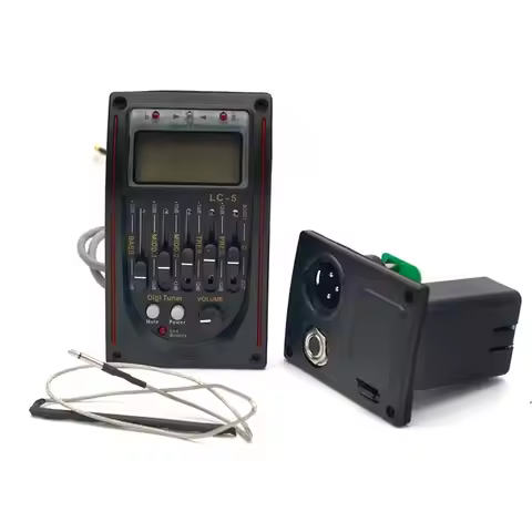 LC-5/4 Band Acoustic Guitar Preamp 5 Band EQ Preamp Guitar Tuner System LCD Display Digital Blend Ba