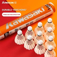 Kawasaki Shuttlecock 12PCS King Kong 200 3 in1 Badminton Goose Feather  Durable & Stable For Trainin