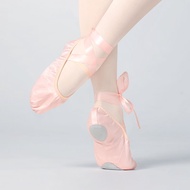Satin Ballet Shoes with Ribbon Girls Kids Women Soft Dance Shoe Ballet Flats