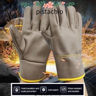 PISTACHIO Welding Gloves, Short Thick Labor Gloves,  Security Protection Cowhide Wear Resistant Safe