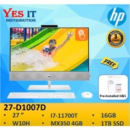 HP Pavilion 27-k1007D 27" QHD Touch All-in-One Desktop PC White ( i7-11700T, 16GB, 1TB SSD, MX350 4GB, W10, HS, 3YW )