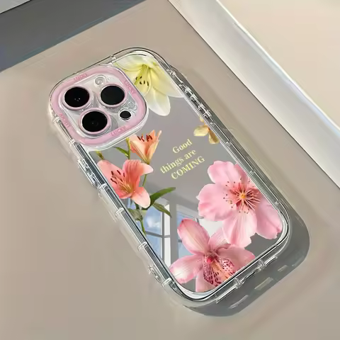Summer Pink Furong Flower Scallop Elements Phone Case For iPhone 17 Pro Max 17 Air 15 16 14 13 12 11