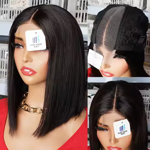 250% Bob Wig 2*6 Lace Short Bob Human Hair Wigs Deep Middle Part High Density Remy Vietnamese Double