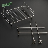 TAYLOR1 Roasting Cooking Rack, Stainless Steel Dishwasher Safe Air Fryer Grilling Rack, Air Fryers Accessories Double Layer with 4 Skewers Steam Stand Oven