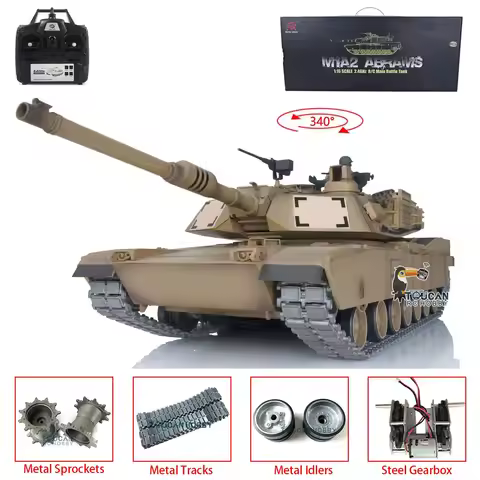 1/16 RTR RC Tank 7.0 Upgraded Metal M1A2 Abrams 2.4G Henglong 3918 High Performance Remote Control T