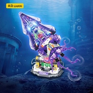 Silver Blade Squid Wave-Eating Giant Shark Assembled Building Blocks Educational