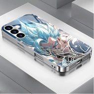 Vegeta Luxury Plated Frame Glass Phone Case For Samsung Galaxy S22 S23 S24 S25 Ultra A22 A23 A25 A33