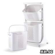 (JIJI.SG) JINEX/ VINZ Swing Laundry Storage Rack Laundry Rack - Detachable - With Wheel - 2 Tier - 3