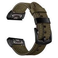 【Sunsky Smart Store】 Seven-Line Leather Watch Band For Garmin 26mm/Garmin 22mm
