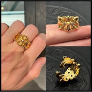 Ring 22K Gold Open Cross Flower Ring Classic Style 0758