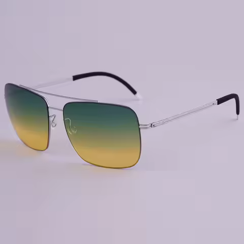 Pilot Sunglasses Polarized Screwless Titanium Thin Rim Frame Square Sun Glasses Fashion UV400 Eyewea
