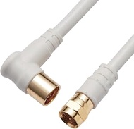 Elecom EC-4W10FLWH(H) TV Antenna Cable, 32.8 ft (10 m), Firmly Connected Screw Type F Plug/One-Touch