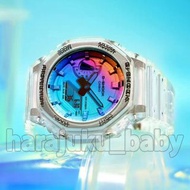 CASIO G-SHOCK新款漸變彩虹色彩透明夏日運動男女情侶表GA-2100SRS WATCH