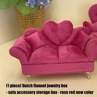 CH* Premium Soft Flannel Sofa Style Jewelry Box With Multiple Compartments New Rose Jewelry Storage
