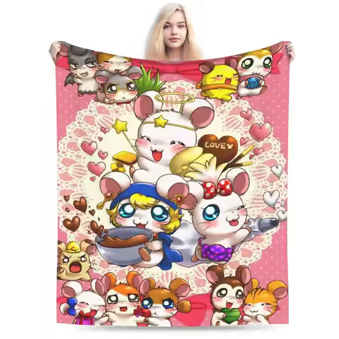 Cute Hamtaro Plush Blanket Kids Flannel Throw Blanket For Bedroom Super Warm Custom Quality Bedsprea