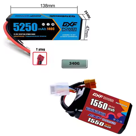DXF 3S Lipo 5250mAh Battery 4S 1550mAh 11.1V 140C with EC5 T Deans Connector Hardcase for RC Car Boa