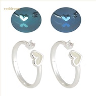REDD 2 Pack Glowing Heart Adjustable Rings Luminous Wedding Rings Aesthetic Y2K Rings