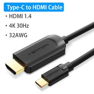 Vention Typc To สาย HDMI 4K USB C เป็น HDMI สำหรับ Samsung Galaxy S10/S9 Huawei Mate 20 P20 Pro Thunderbolt 3 USB อะแดปเตอร์ DHMI สาย Hdmi โทรศัพท์สายกับทีวี