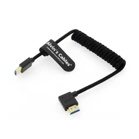 Alvin's Cables 8K 2.1 Full HDMI High Speed Braided Coiled Cable for Atomos Ninja V, Portkeys BM5, fo