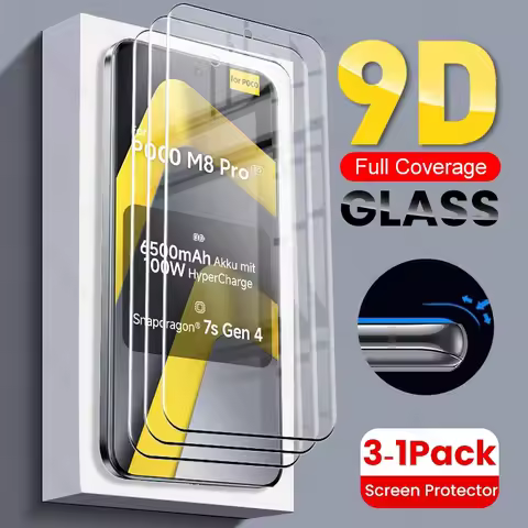 3-1Pcs 9D Curved Tempered Glass Screen Protector For Xiaomi Poco M8 Pro 5G Protective Glasses Little