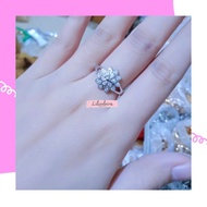 Cincin titanium wanita cincin bunga silver dewasa