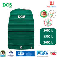 (ส่งฟรี) DOS ถังเก็บน้ำบนดิน ขนาด 1000L-2000L รุ่น GREENERY (สีเขียว) ทึบแสง กันตะไคร้น้ำ รับประกัน 15 ปี DOS